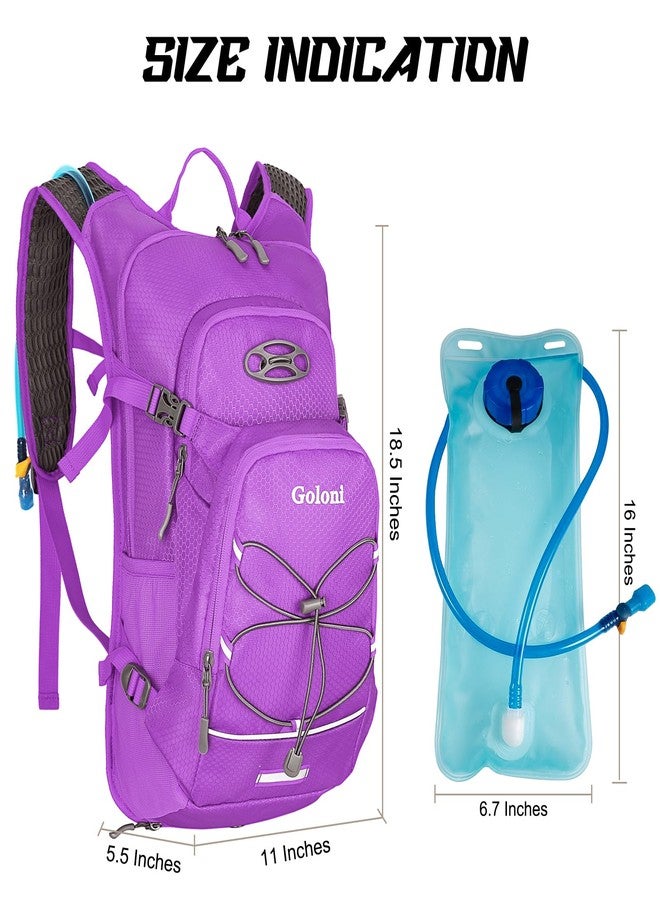Goloni Hydration Pack - Purple, 2L, Hiking, Running, Biking, Lightweight, Insulated, Leak-Proof, Comfortable, Adjustable, Reflective, Rain Cover - Image 2