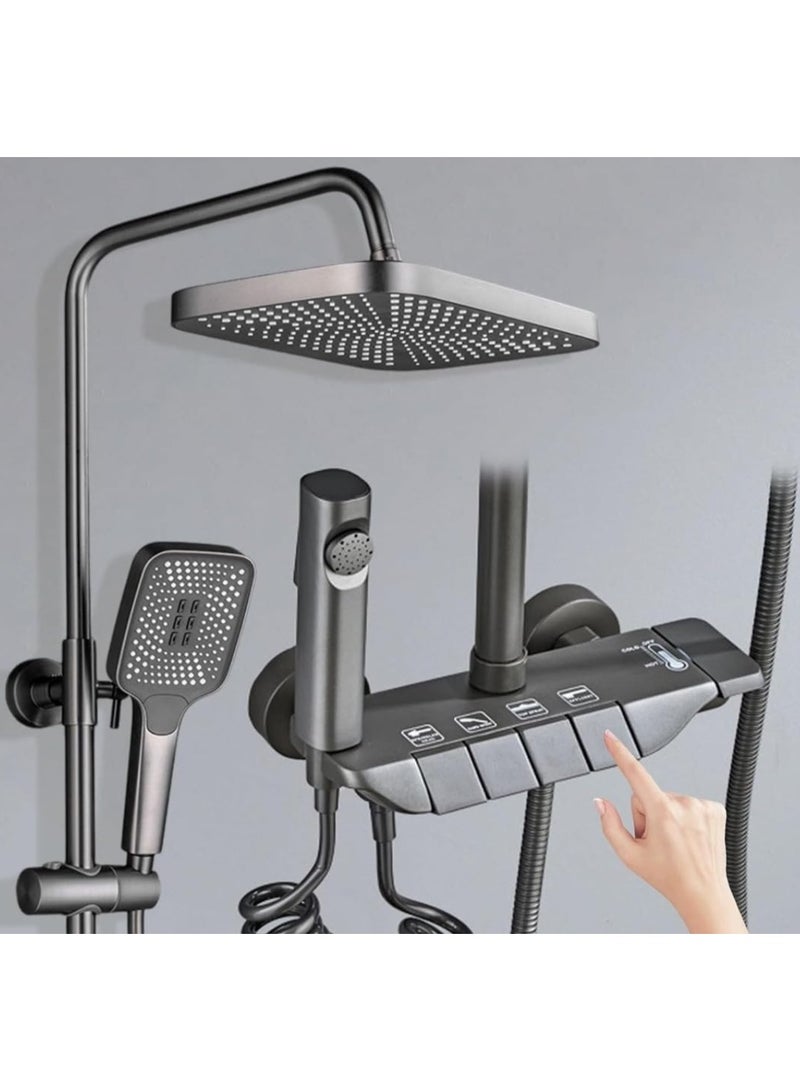 Luxury Black Shower System with Rainfall Head, 3-Function Handheld Spray, Body Jet & Thermostatic Mixer – Wall Mounted Modern Bathroom Set for UAE Homes & Hotels - Image 1
