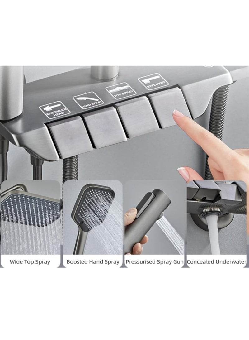 Luxury Black Shower System with Rainfall Head, 3-Function Handheld Spray, Body Jet & Thermostatic Mixer – Wall Mounted Modern Bathroom Set for UAE Homes & Hotels - Image 2