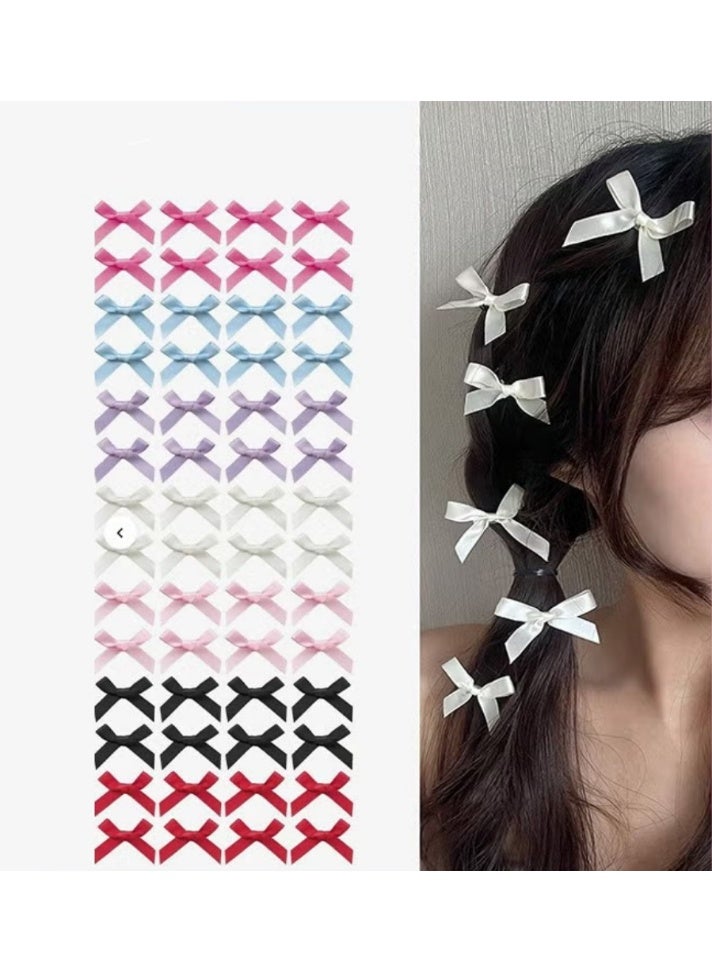 56pcs Satin Hair Bows Clips, 7 Colors Cute Hair Accessories for Girls Women, Perfect Gift - Image 1