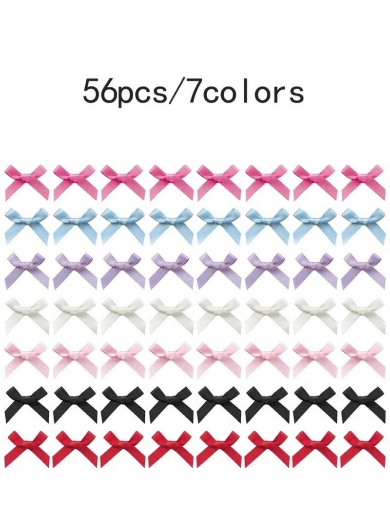 56pcs Satin Hair Bows Clips, 7 Colors Cute Hair Accessories for Girls Women, Perfect Gift - Image 2