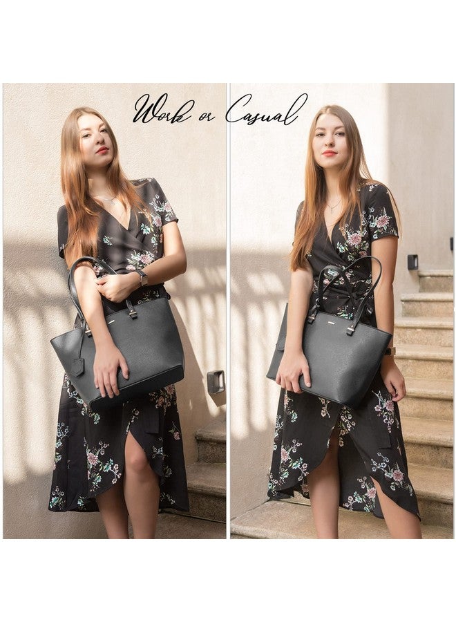 LOVEVOOK Tote Bag for Women Large Purses Faux Leather Handbags School Shoulder Bag with External Pocket, Black - Image 4