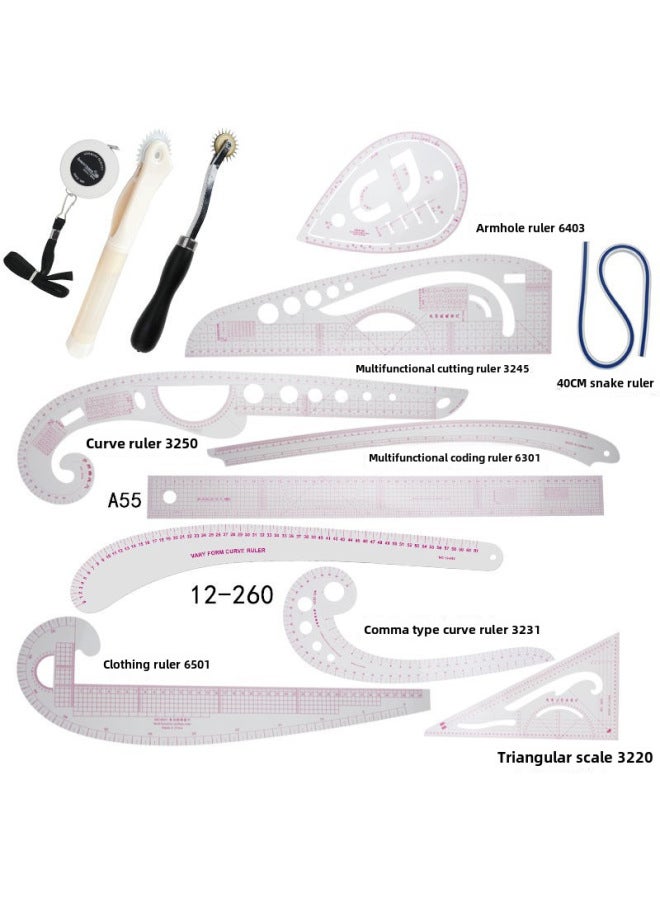 Thumb Clothing Ruler Cutting Ruler Sleeve Cage Ruler Ruler Curve Ruler Button Arc Ruler Set - Image 1