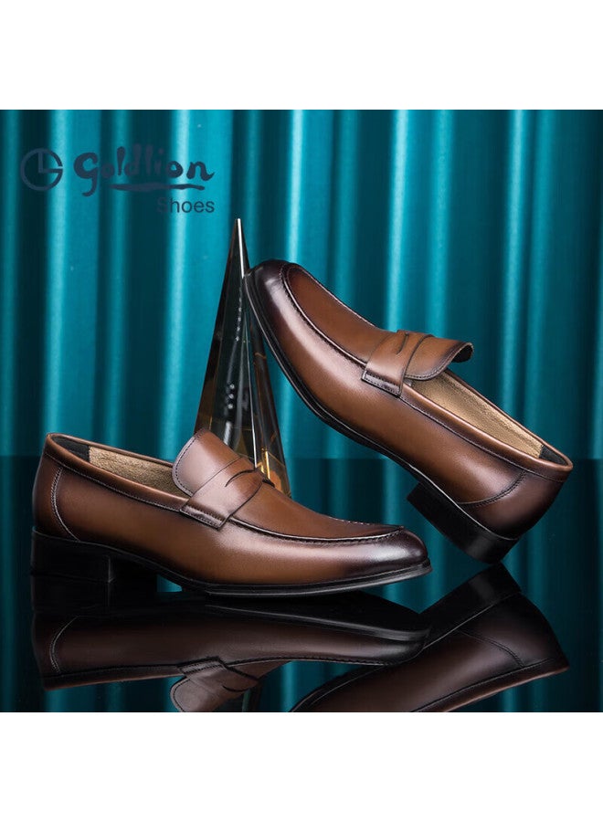 Goldlion Men's Shoes, Fashionable Lightweight Durable Business Casual Slip-on Formal Leather Shoes 58001003540a-brown 44 - Image 4