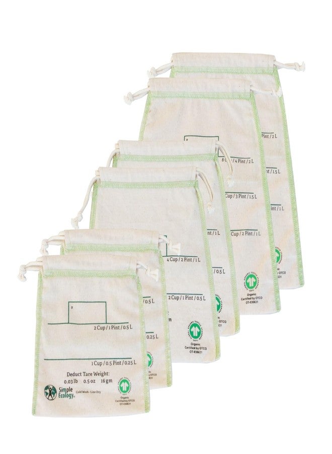 Simple Ecology Organic Cotton Reusable Bulk Bin Bags - Set of 6 (2 ea. L, M, S) - Image 1
