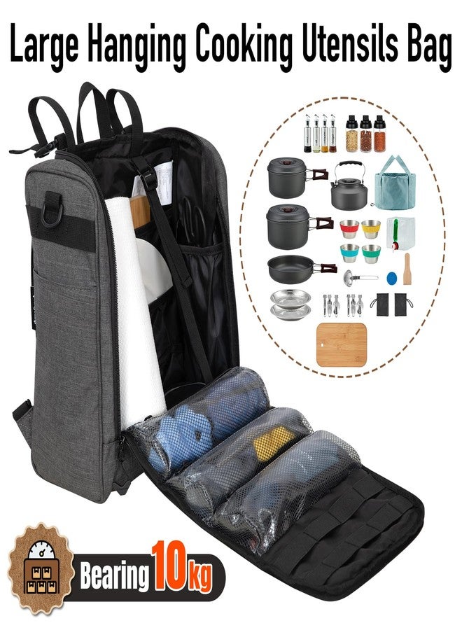 KingCamp Large Hanging Camping Cooking Utensils Bag with Backpack for Camping Cooking Set，Tactical Camping Kitchen Organizer with Paper Towel Holder & 3 Pockets for Outdoor BBQ Cooking，Bag Only - Image 2
