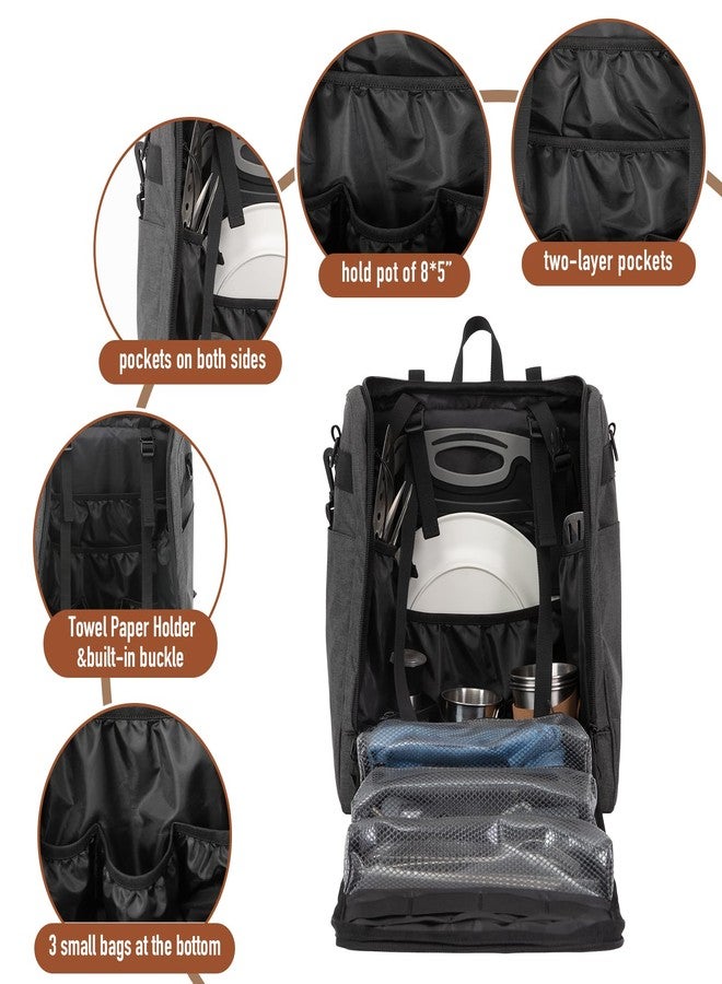 KingCamp Large Hanging Camping Cooking Utensils Bag with Backpack for Camping Cooking Set，Tactical Camping Kitchen Organizer with Paper Towel Holder & 3 Pockets for Outdoor BBQ Cooking，Bag Only - Image 3