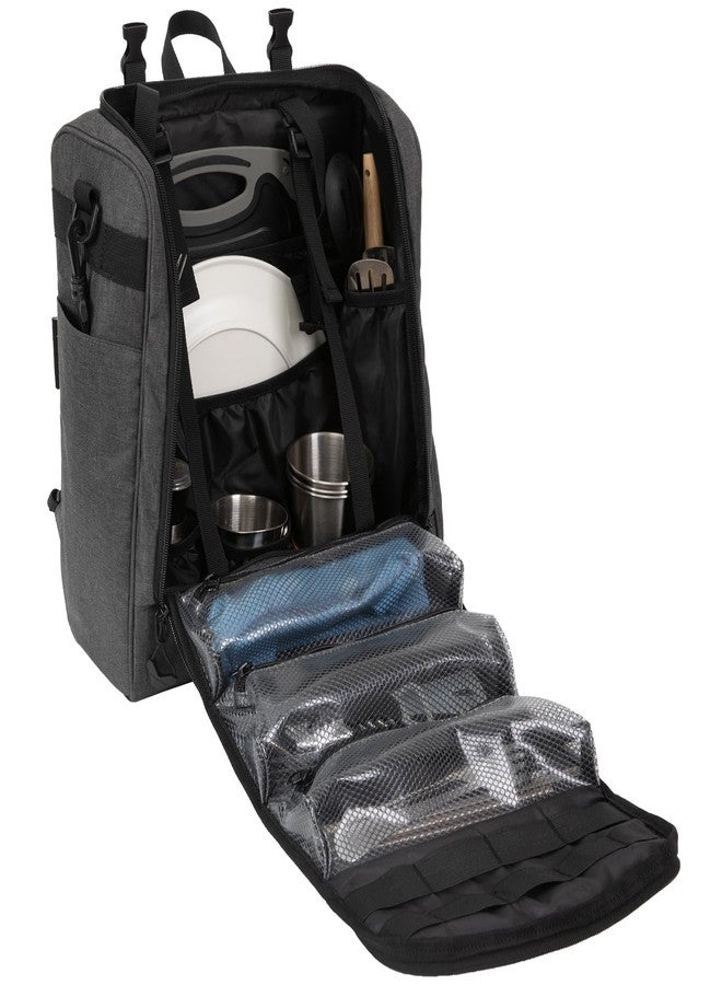 KingCamp Large Hanging Camping Cooking Utensils Bag with Backpack for Camping Cooking Set，Tactical Camping Kitchen Organizer with Paper Towel Holder & 3 Pockets for Outdoor BBQ Cooking，Bag Only - Image 1