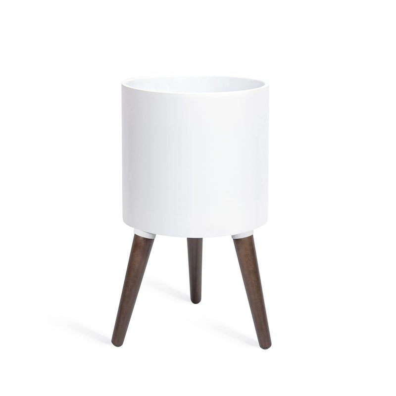Dvine Dev 10 Inch Planter Pot with Stand MidCentury Tall Plant Pot with Legs for Indoor Plants Medium White 88OB1
