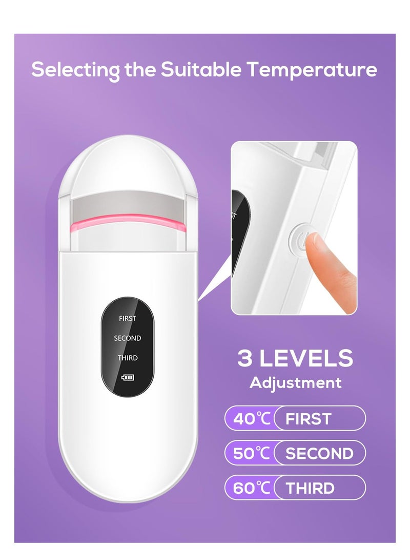 SYOSI Heated Lash Curler, 2023 New Version Electric Eyelash Curler, Rechargeable Professional 3 Heating Modes & Battery Life Display, for Women Stunning Lashes in Minutes, Heated Lash Curler Mini Portable - Image 5