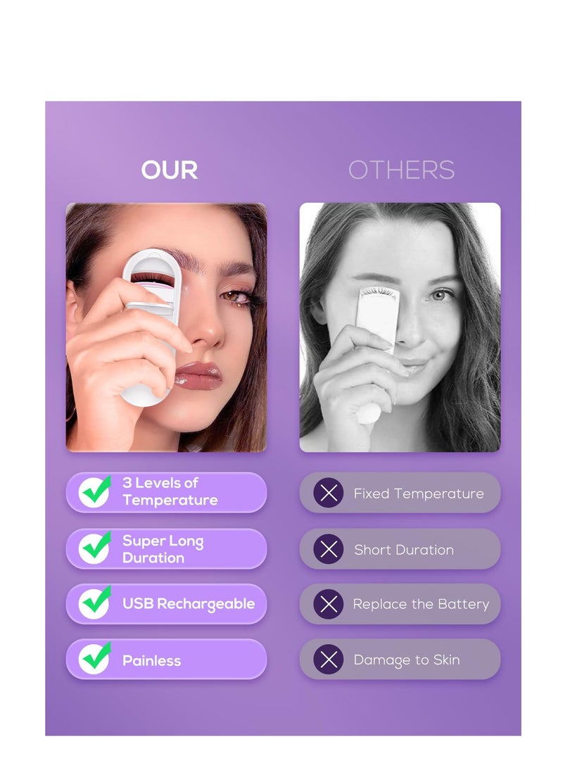 SYOSI Heated Lash Curler, 2023 New Version Electric Eyelash Curler, Rechargeable Professional 3 Heating Modes & Battery Life Display, for Women Stunning Lashes in Minutes, Heated Lash Curler Mini Portable - Image 4