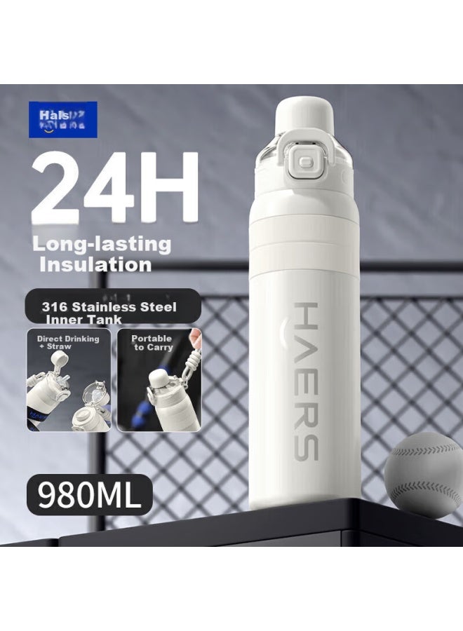 Haers Insulated Mug, 316 Stainless Steel, Large Capacity, For Men And Women, Dual-use Sports Water Bottle, Stylish Fitness Portable Cup - Image 1