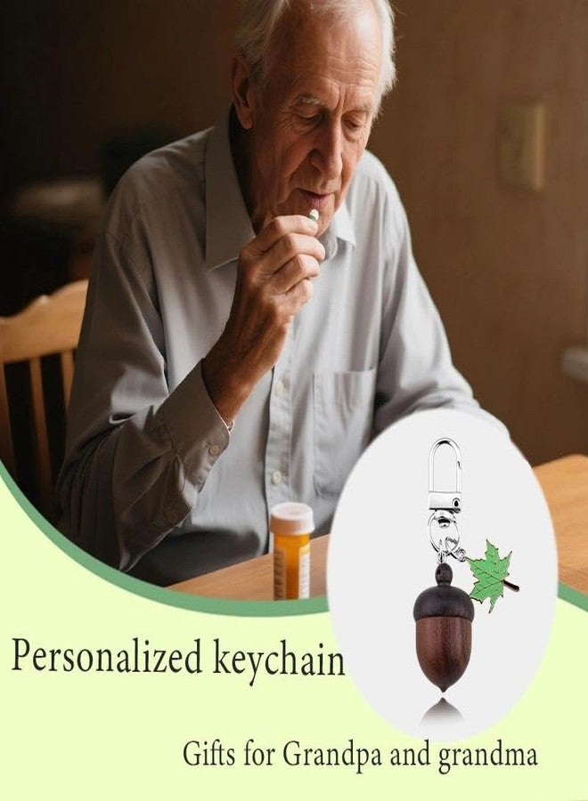 yaozeio Pill Holder Keychain for Women Men Mini Acorn Key Chain Pill Organizer Key Ring for Grandma Grandpa Medicine Container Accessories for Mom Dad Pills Holder Keyring Plant Bag Decorations - Image 5