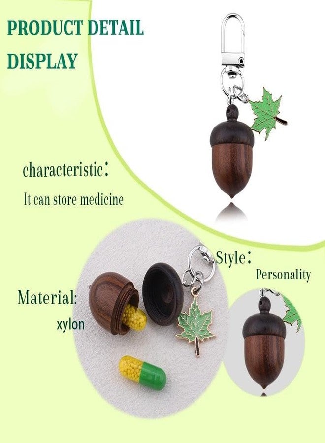 yaozeio Pill Holder Keychain for Women Men Mini Acorn Key Chain Pill Organizer Key Ring for Grandma Grandpa Medicine Container Accessories for Mom Dad Pills Holder Keyring Plant Bag Decorations - Image 3