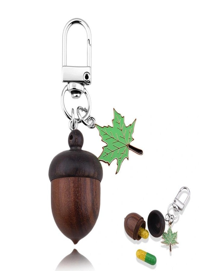 yaozeio Pill Holder Keychain for Women Men Mini Acorn Key Chain Pill Organizer Key Ring for Grandma Grandpa Medicine Container Accessories for Mom Dad Pills Holder Keyring Plant Bag Decorations - Image 1