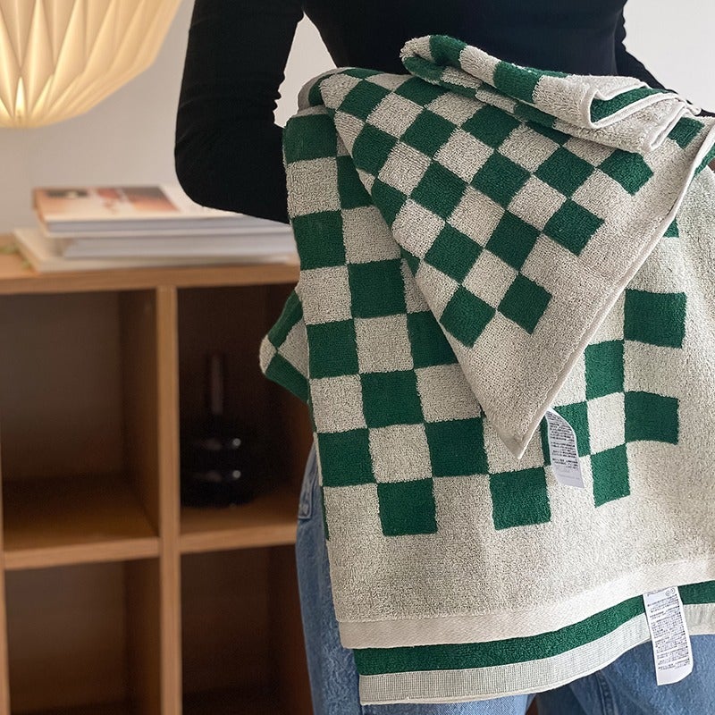 Jin Xin Hot-Selling Cotton Jacquard Beach Towel - Plaid Series, Soft and Absorbent for Home Use - Image 1