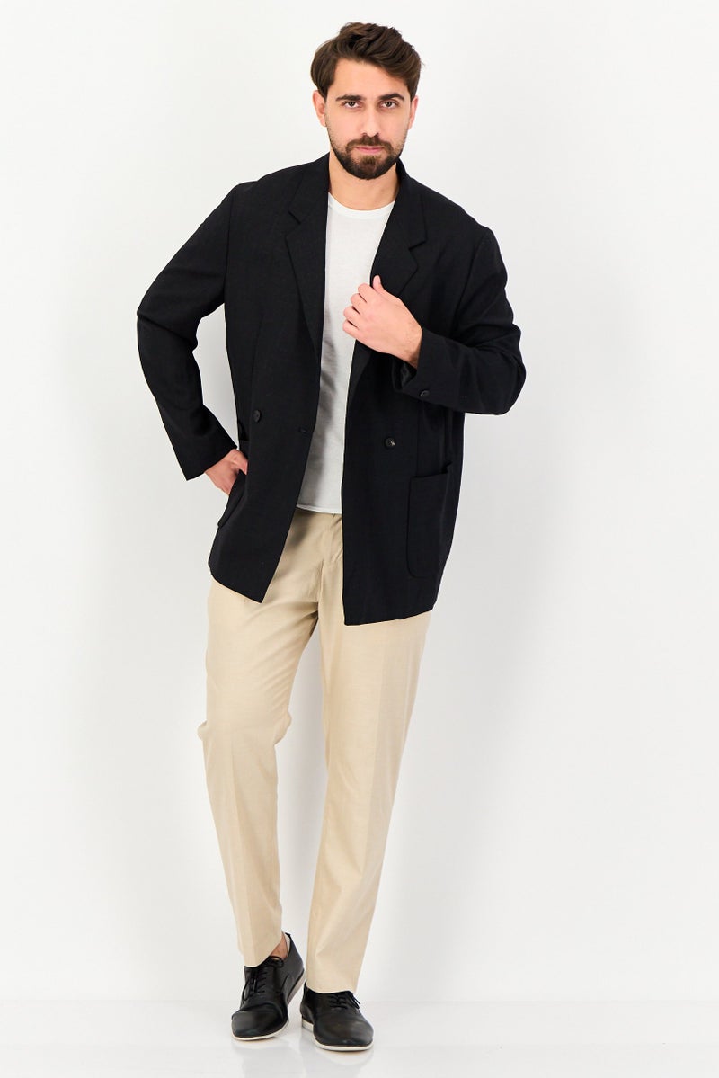 SELECTED Men Regular Fit Solid Long Sleeve Semi Formal Jacket, Black - Image 4