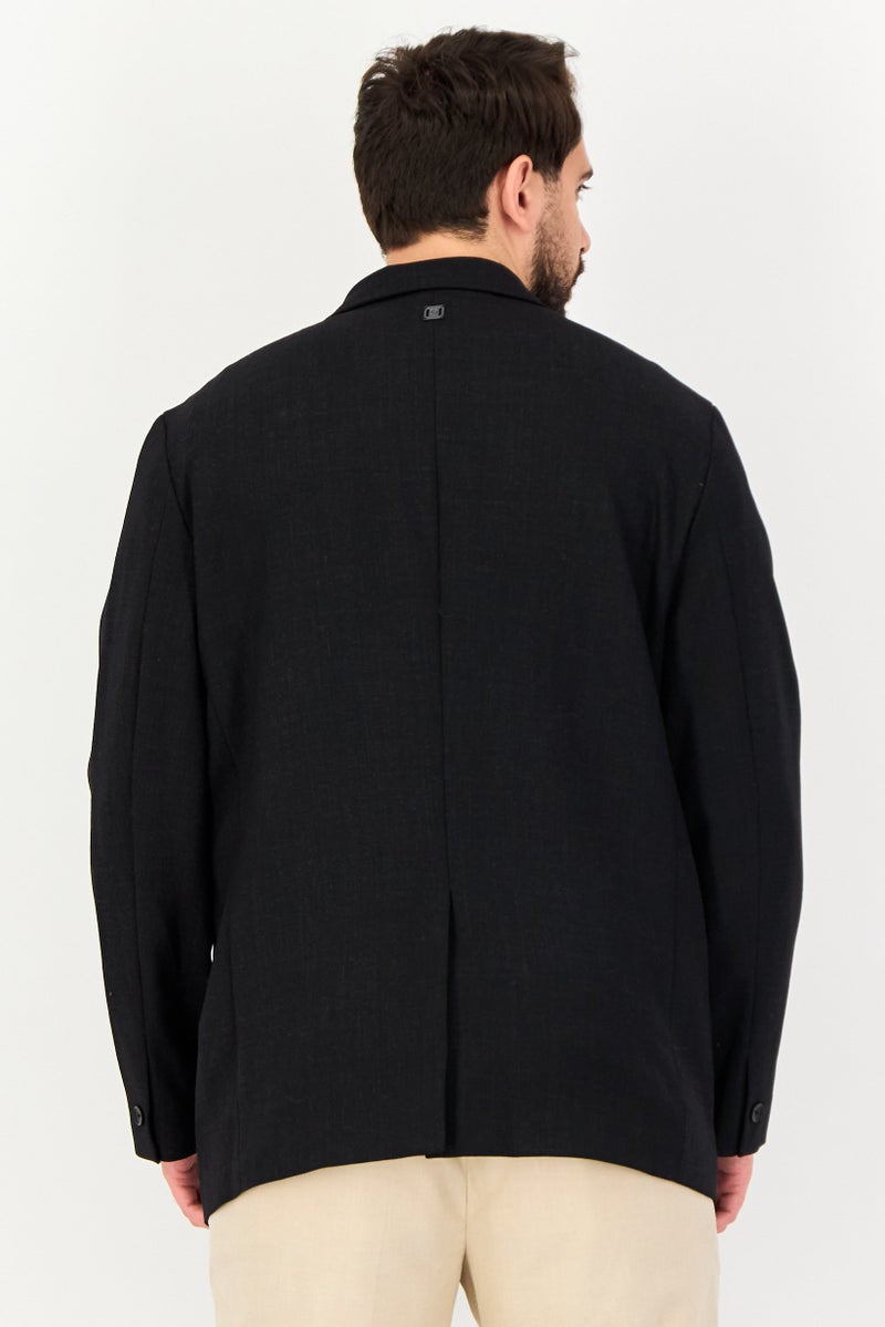 SELECTED Men Regular Fit Solid Long Sleeve Semi Formal Jacket, Black - Image 3