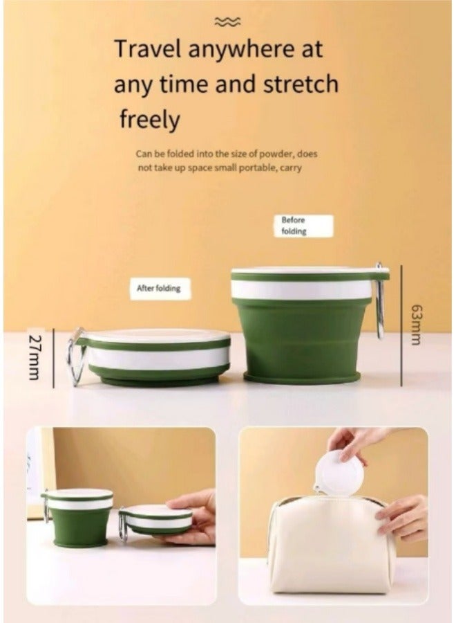 Food Grade Silicone Folding Cup Outdoor Business Trip Portable Mouthwash Cup Water Cup Green - Image 3
