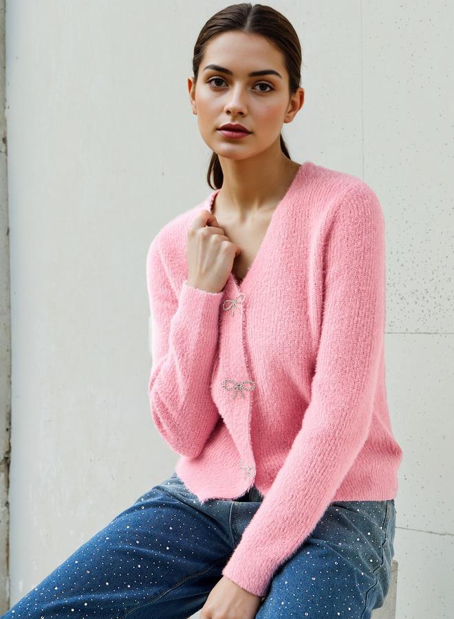 تواكستريمز كارديجان بأزرار مزين بفيونكة - Image 1