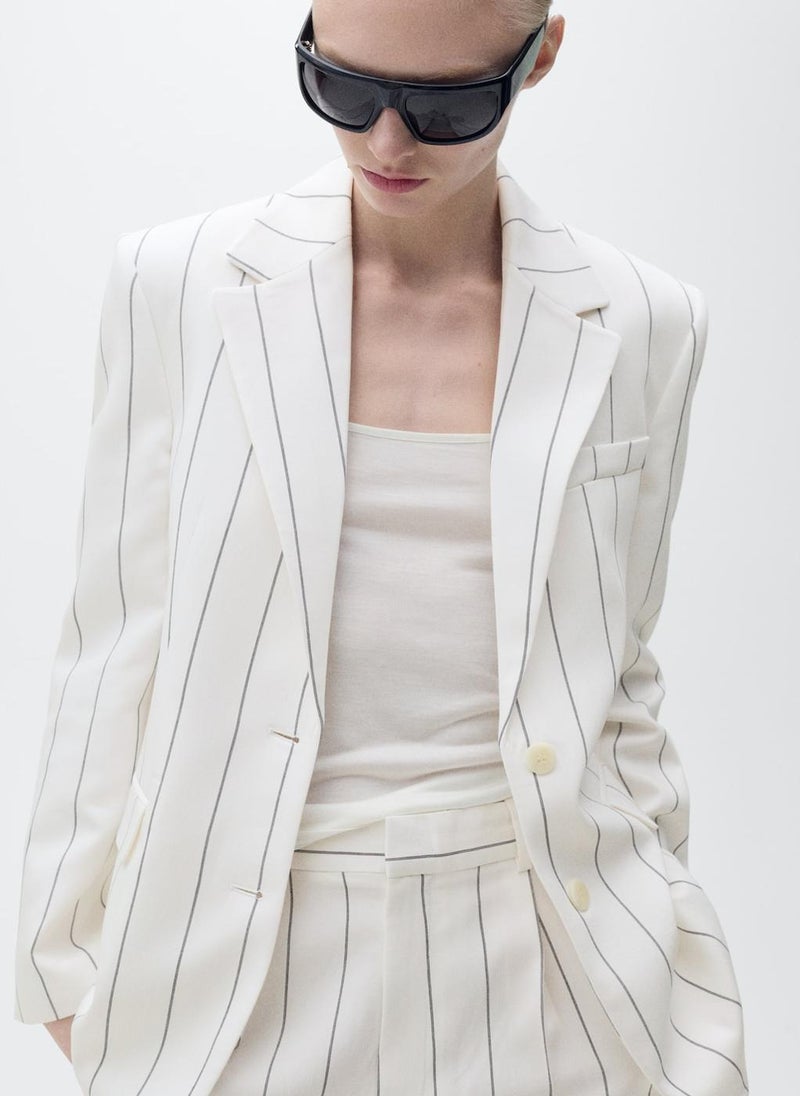 MANGO Pinstripe Suit Jacket  - Image 3