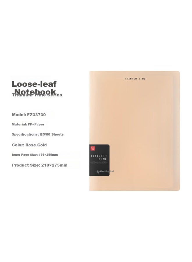 Fizz Stationery B5/60 Sheets/detachable Spiral-bound Pp Cover Four-color Sticky Notes Notebook Journal Planner Diary Study Book Rose Gold Fz33730