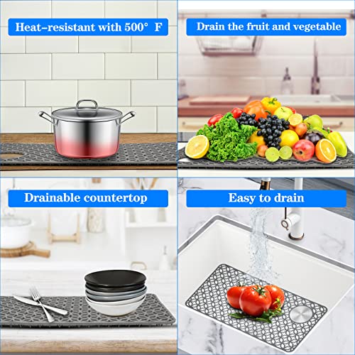 QKVCX Sink Protectors for Kitchen Sink,28.2''x 14.2'' Sink Protectors for Kitchen,Sink Drainage Mat- Non-slip Sink Mat for Bottom of Kitchen Farmhouse Porcelain Sink Kitchen Sink Grid Accessory. - Image 2