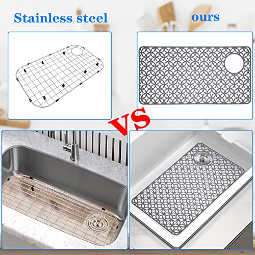 QKVCX Sink Protectors for Kitchen Sink,28.2''x 14.2'' Sink Protectors for Kitchen,Sink Drainage Mat- Non-slip Sink Mat for Bottom of Kitchen Farmhouse Porcelain Sink Kitchen Sink Grid Accessory. - Image 3