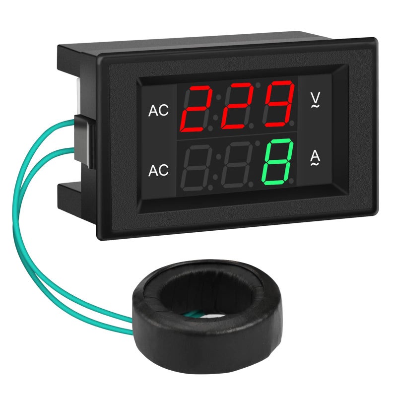 DROK Volt Amp Meter AC 500V 200A Digital Voltmeter Ammeter Panel 039 Inches LED 2in1 Multimeter 2Wire Voltage Amperage Tester Gauge with Current Transformer
