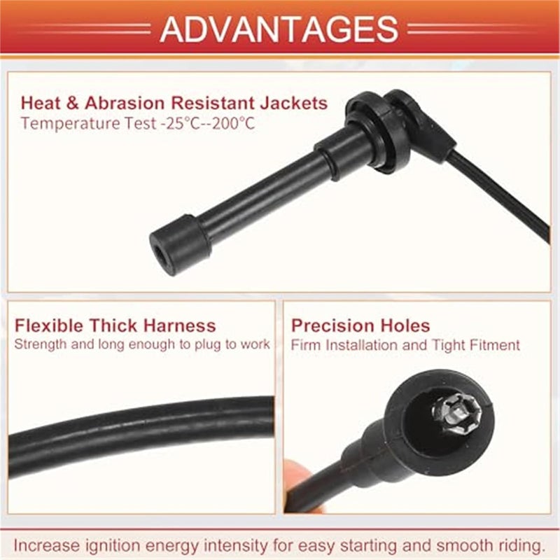 Vuzmode Car Spark Plug Ignition Coil Wires Set - Image 4