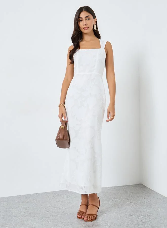 Take Two  Take Two Solid All-Lace Square Neck Cami Midi Dress for Women | Best Price UAE