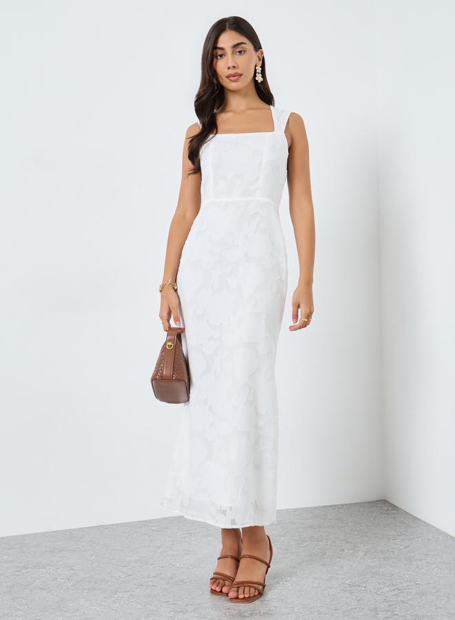 Take Two Solid All-Lace Square Neck Cami Midi Dress - Image 3