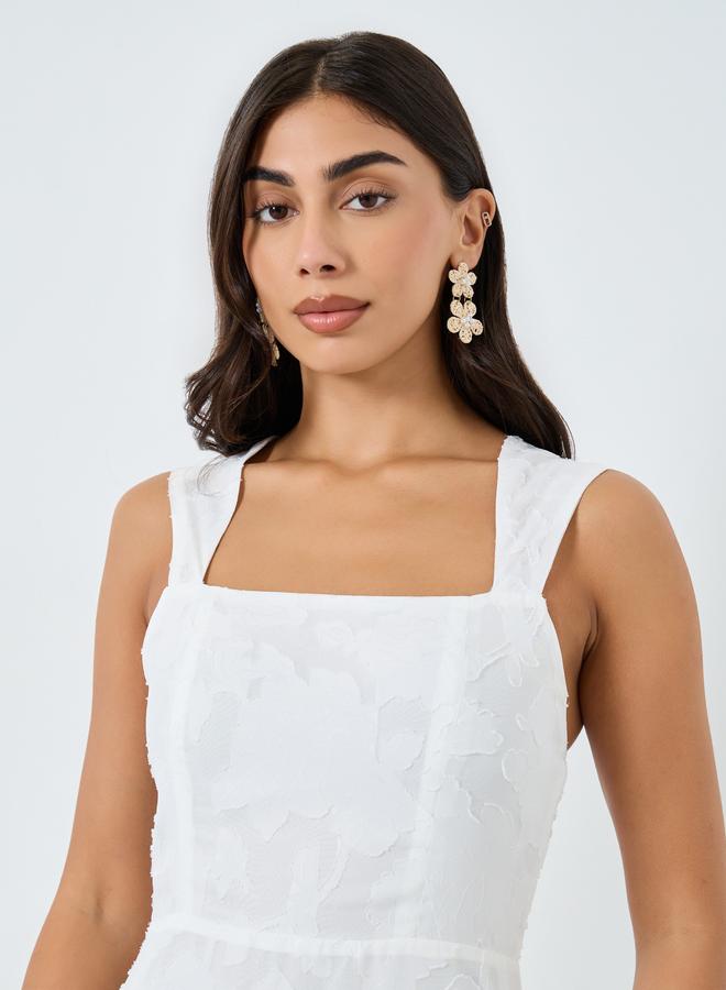Take Two Solid All-Lace Square Neck Cami Midi Dress - Image 4