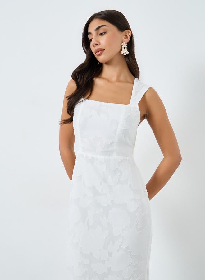 Take Two Solid All-Lace Square Neck Cami Midi Dress - Image 2