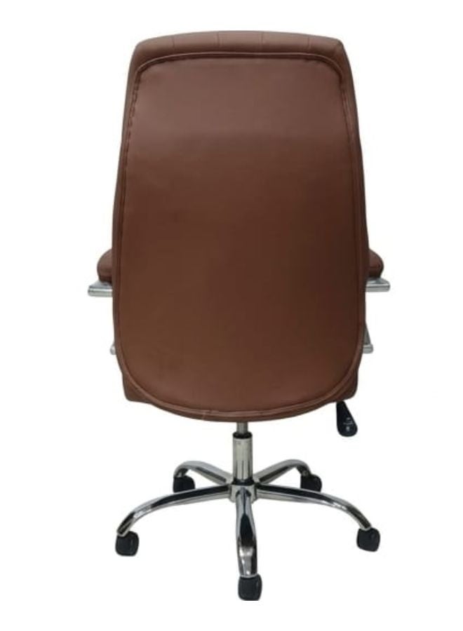 SUNLIT HOME Ergonomic High-Back Executive Office Chair - Premium PU Leather Swivel Task Chair with Padded Armrests and Chrome Base - Brown - Image 4