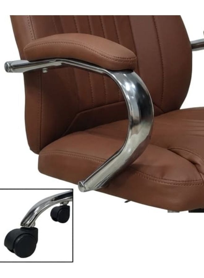 SUNLIT HOME Ergonomic High-Back Executive Office Chair - Premium PU Leather Swivel Task Chair with Padded Armrests and Chrome Base - Brown - Image 3