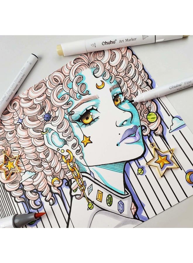 Ohuhu أقلام رسم ميكرو بن فينلاينر: 8 أحجام من أقلام فينلاينر بحبر أسود صبغي بأحجام نقاط متنوعة مقاومة للماء للكتابة والرسم والتدوين والرسم التخطيطي والأنمي والمانغا والألوان المائية للفنانين المبتدئين - Image 5