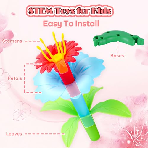 FUNZBO 99pcs Flower Garden Building Toys Set Spring Toys for 3 4 5 6 7 8 9 Years Old Girls STEM Montessori Educational Toys for Toddlers KidsSorting Stacking Toy for Birthday Gifts - Image 5