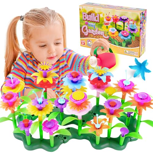 FUNZBO 99pcs Flower Garden Building Toys Set Spring Toys for 3 4 5 6 7 8 9 Years Old Girls STEM Montessori Educational Toys for Toddlers KidsSorting Stacking Toy for Birthday Gifts - Image 1