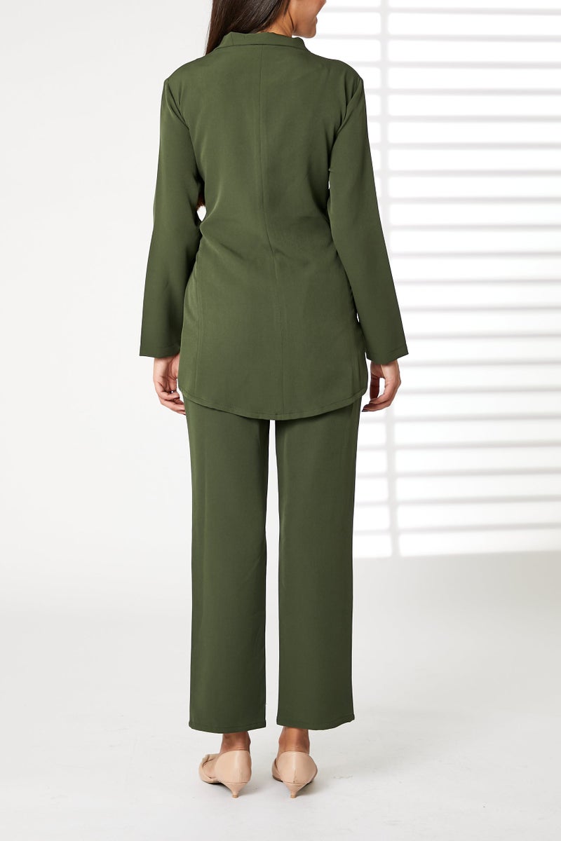 Moistreet Tie Detailed Blazer And Pants Set - Image 3