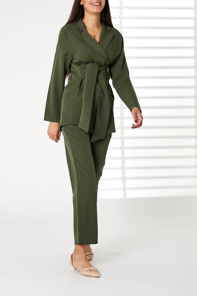 Moistreet Tie Detailed Blazer And Pants Set - Image 2
