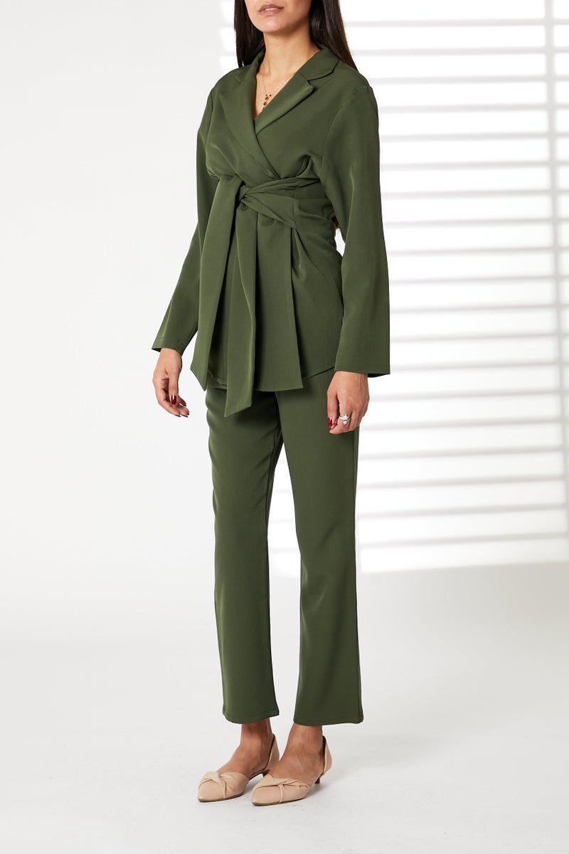 Moistreet Tie Detailed Blazer And Pants Set - Image 5