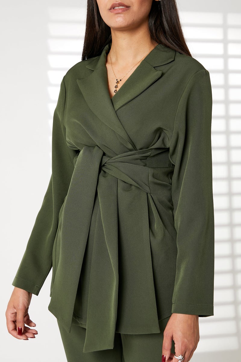 Moistreet Tie Detailed Blazer And Pants Set - Image 4