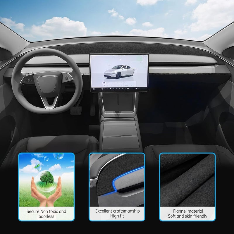 ماشا غطاء لوحة القيادة لطراز Tesla Model Y Juniper للأعوام 2025-2026، وسادة لوحة القيادة مصنوعة من القطن الخشن، متوافقة مع زينة لوحة القيادة الجديدة لطراز Tesla Model Y Juniper، وهي من الملحقات الداخلية للسيارات. - Image 3