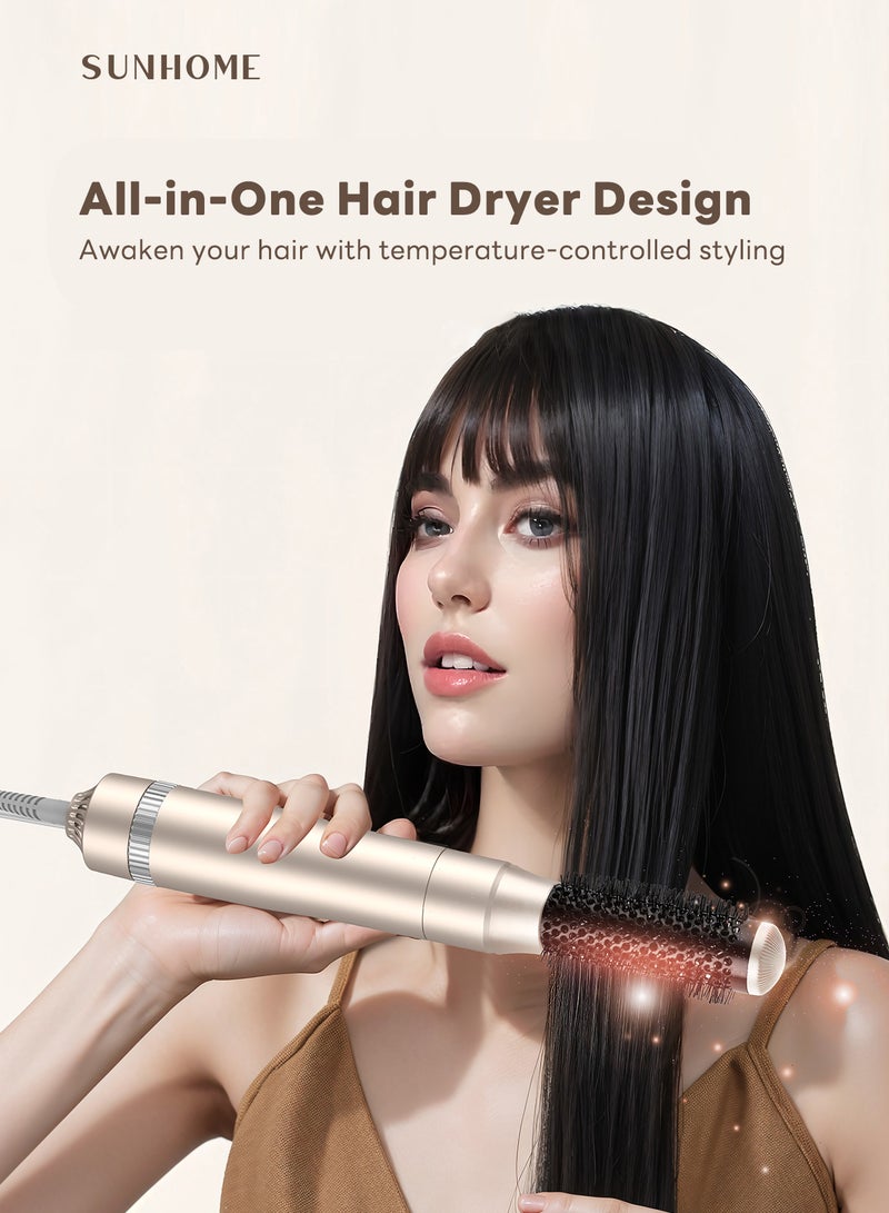 Sunhome 5-in-1 Styling Brush and Hair Dryer,Curling Iron, Hot Air Brush Set, Negative-Ion 1000W Multi-Functional Hair Straightener, Capable of Automatic Curling, and Rapid Drying, Curling, Volumizing, and Straightening. gold - Image 2