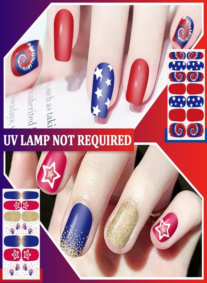 SILPECWEE 20 Sheets 4th of July Nail Wraps Independence Day Nail Polish Stickers Patriotic American Nail Polish Strips Self Adhesive Fingernail Sticker Nails for Women with Nail File - Image 3