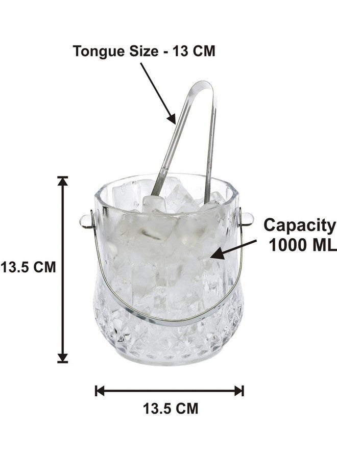 1st Time Ice Bucket with Handle for Bar, Restaurants, Home & Café, Clear, 13.5 x 13.5 x 13.5 CM, 1000 Ml- J13 - Image 3