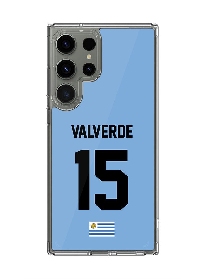 Stylizedd Classic Clear Case for Samsung Galaxy S25 Ultra , Hybrid Soft  Thin Transparent Cover - Football Team - Uruguay , Player Name - Valverde - Image 1