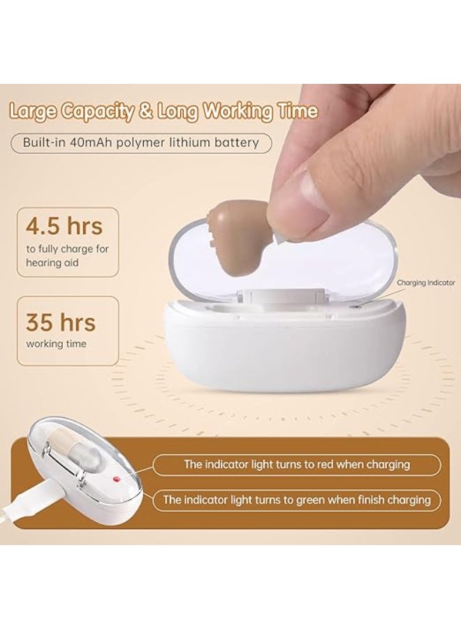 Rechargeable hearing aid for seniors, with upgradeable amplifier, adult size, noise cancellation, monocular hearing aid (skin tone). - Image 5