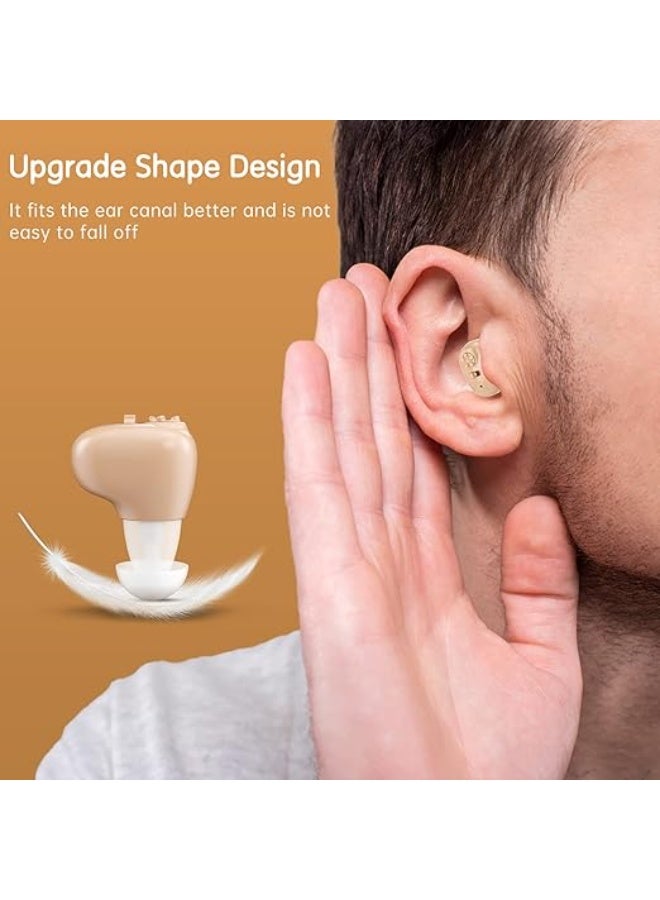 Rechargeable hearing aid for seniors, with upgradeable amplifier, adult size, noise cancellation, monocular hearing aid (skin tone). - Image 4